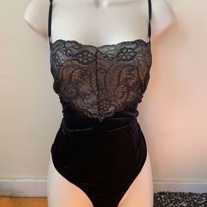 Vintage Victoria’s Secret Velvet and Lace Bodysuit